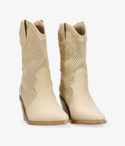 Bosanova Bottes À Talons | Bottes Cowboy | Santiags beiges ajourées