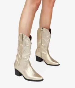 Bosanova Bottes À Talons | Bottes Cowboy | Santiags dorées avec broderie