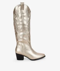 Bosanova Bottes Hautes | Bottes Cowboy | Santiags dorées avec broderie