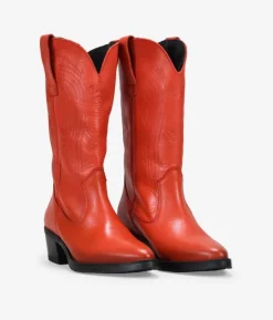 Bosanova Bottes Cowboy | Chaussures En Cuir | Santiags en cuir rouge avec gravure