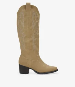 Bosanova Bottes Hautes | Bottes Cowboy | Santiags hautes sable avec broderie et talon