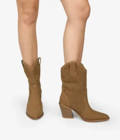 Bosanova Bottes À Talons | Bottes Cowboy | Santiags marron ajourées