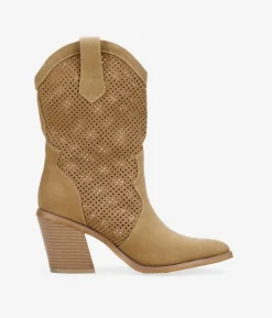 Bosanova Bottes À Talons | Bottes Cowboy | Santiags marron ajourées