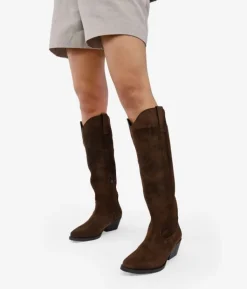 Bosanova Bottes Cowboy | Bottes Hautes | Santiags marron en cuir suédé avec broderie