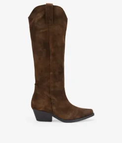 Bosanova Bottes Cowboy | Bottes Hautes | Santiags marron en cuir suédé avec broderie
