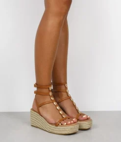 Bosanova Sandales Compensées | Sandales Spartiates | Tongs en cuir avec semelle en sparte