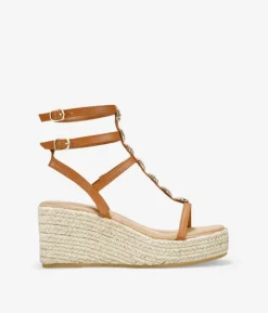 Bosanova Sandales Compensées | Sandales Spartiates | Tongs en cuir avec semelle en sparte