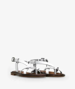 Bosanova Sandales Plates | Chaussures En Cuir | Tongs en cuir blanc