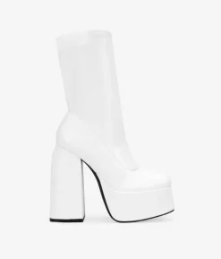 Bosanova Bottes À Talons | Bottes De Plateforme | White ankle boots with XXL heel